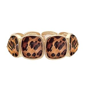 Leopard Bold Faceted Stretch Braclet